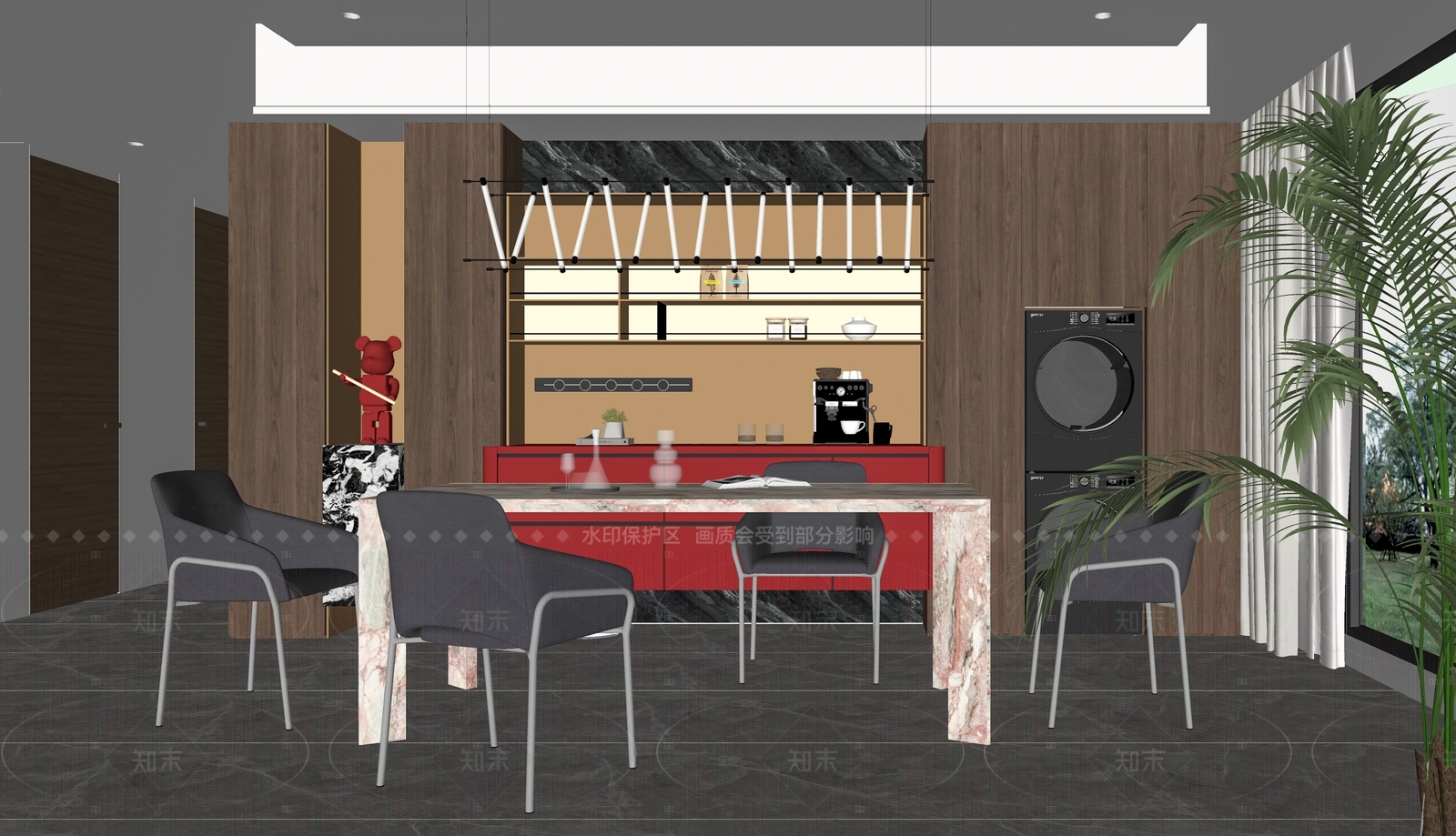 现代家居餐厅SU模型下载【ID:1206484348】