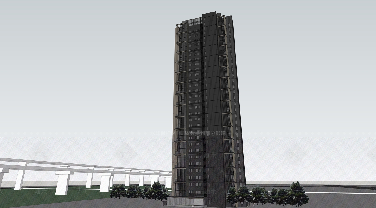 现代高层住宅SU模型下载【ID:1206606317】