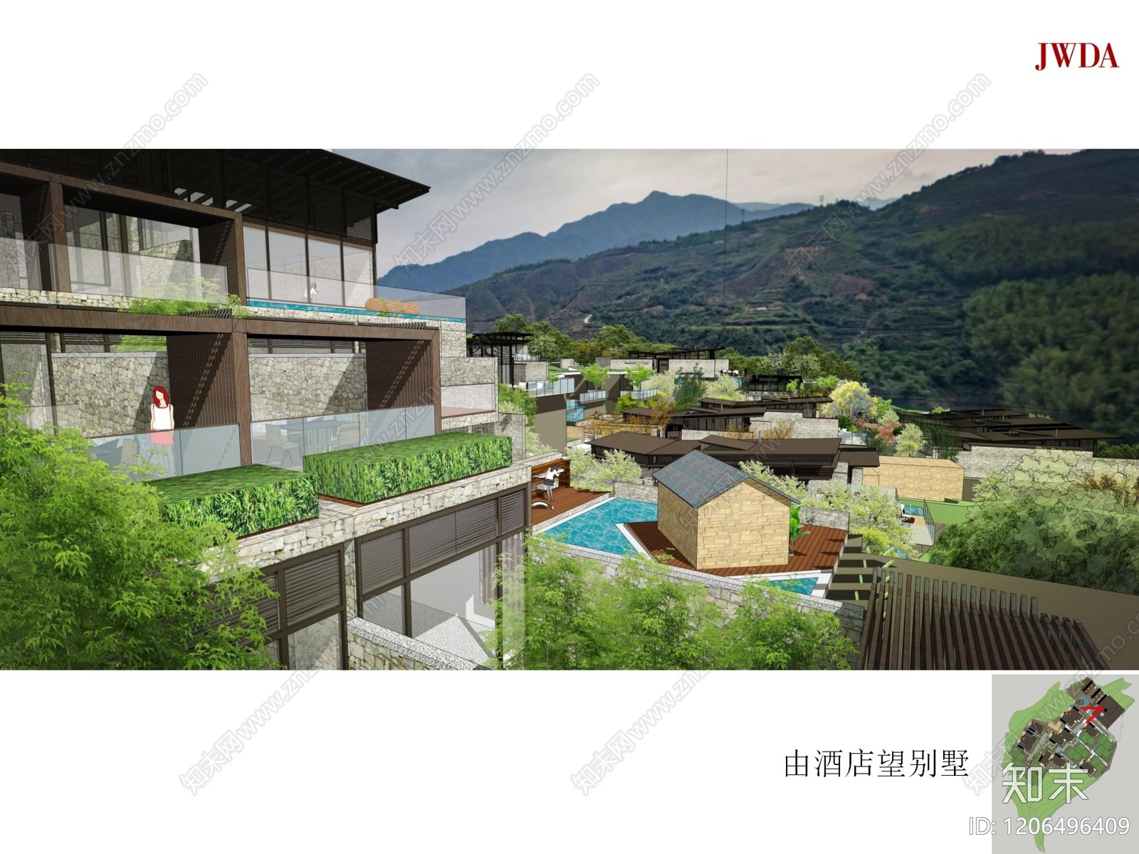 现代新中式民宿建筑下载【ID:1206496409】