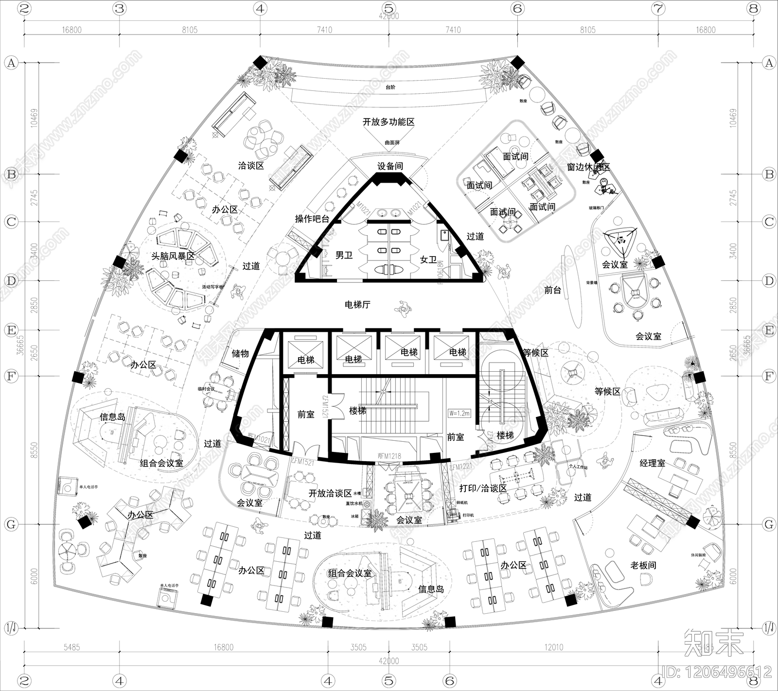 现代开放办公室施工图下载【ID:1206496612】