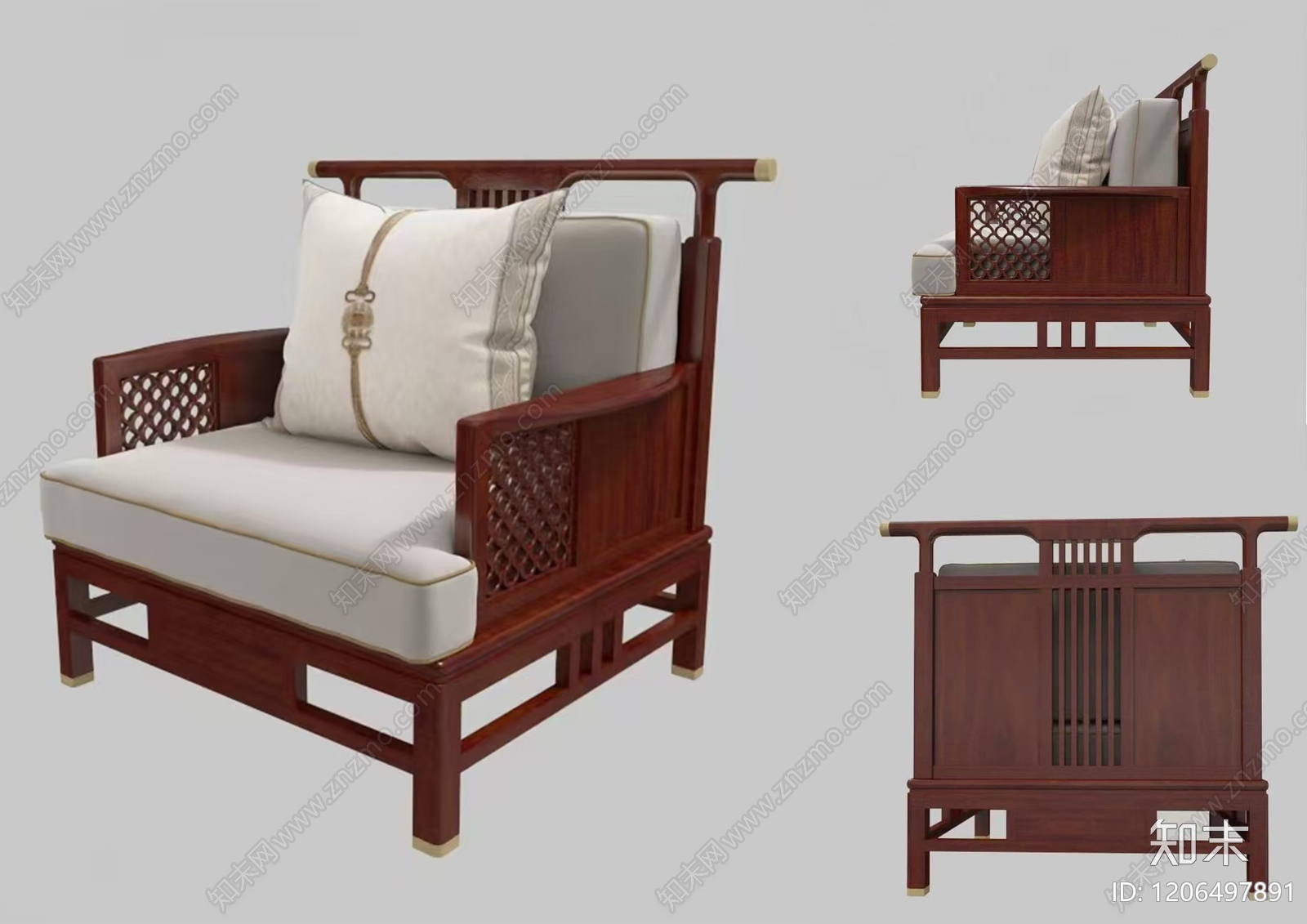 新中式中式沙发cad施工图下载【ID:1206497891】