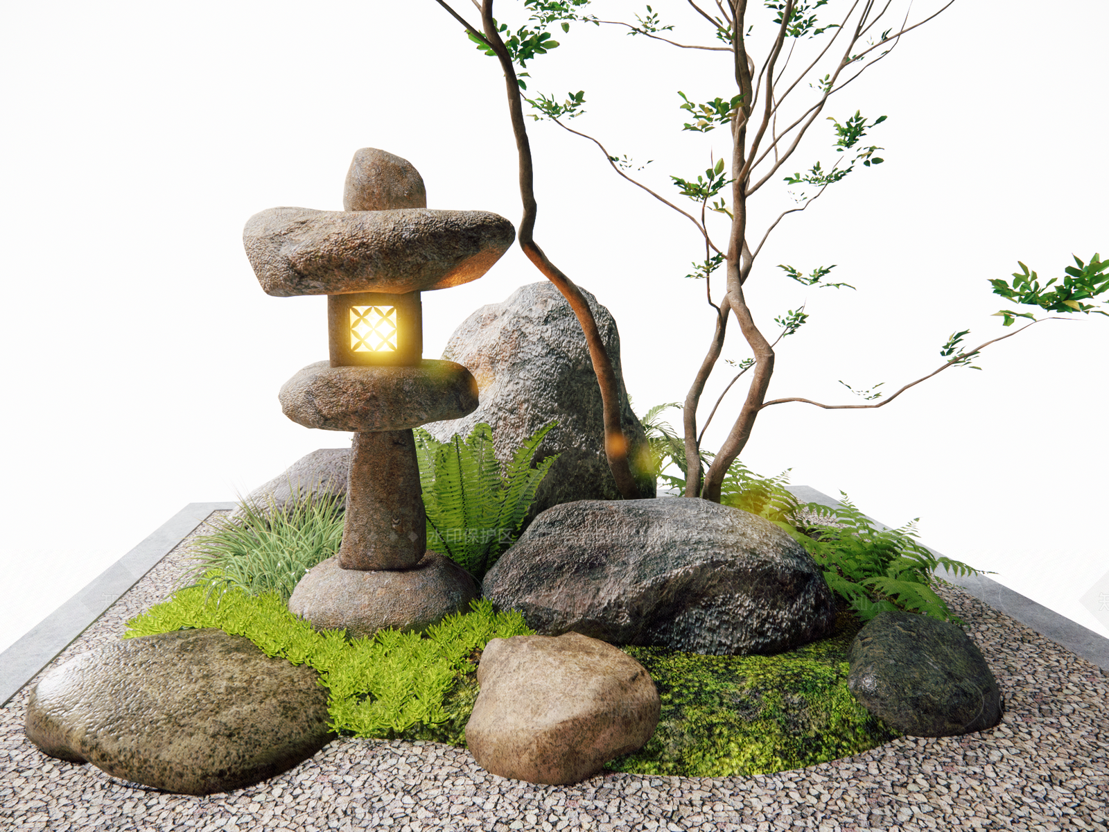 新中式日式景观灯SU模型下载【ID:1206502043】