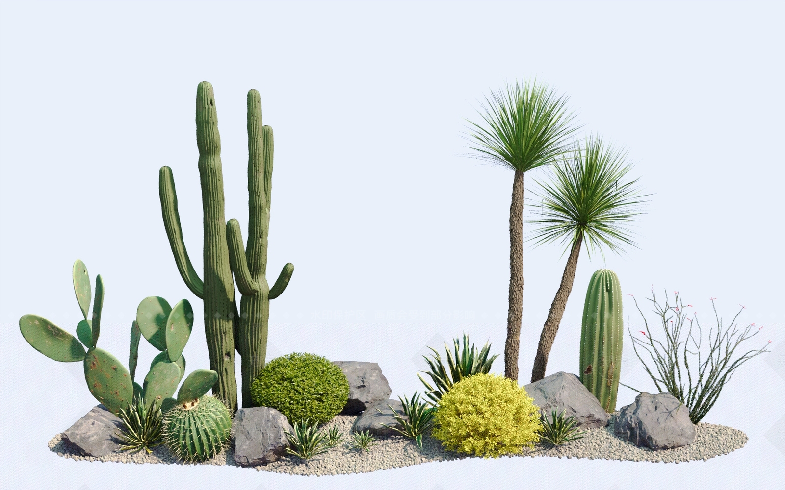 侘寂禅意沙漠植物SU模型下载【ID:1206503758】