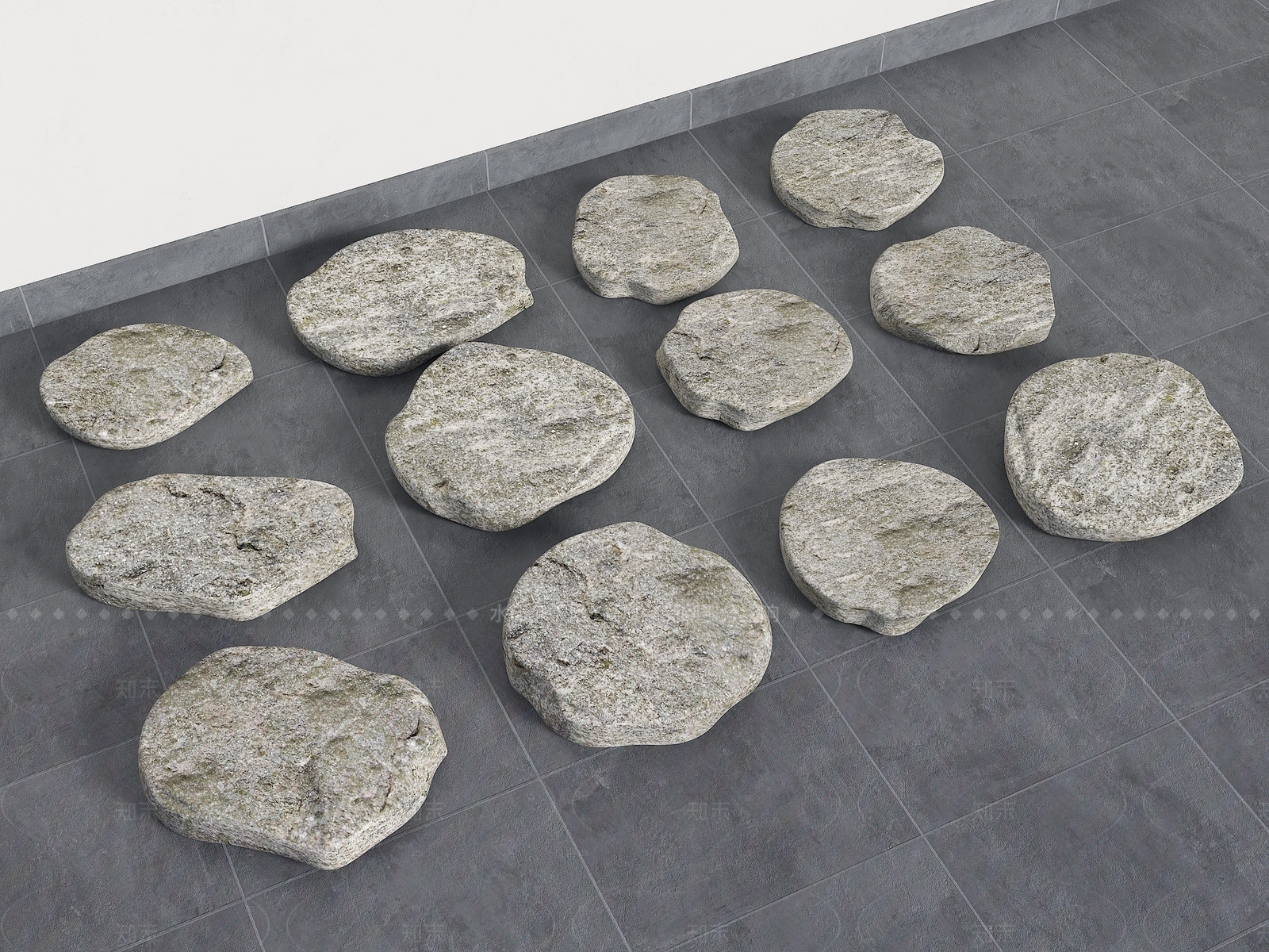 现代新中式庭院空间铺装3D模型下载【ID:1206504438】