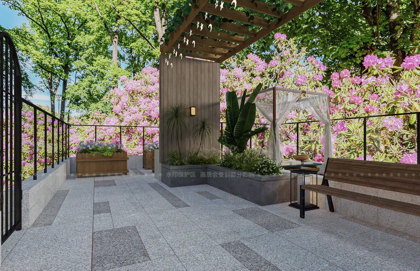 现代屋顶花园3D模型下载【ID:1206506502】