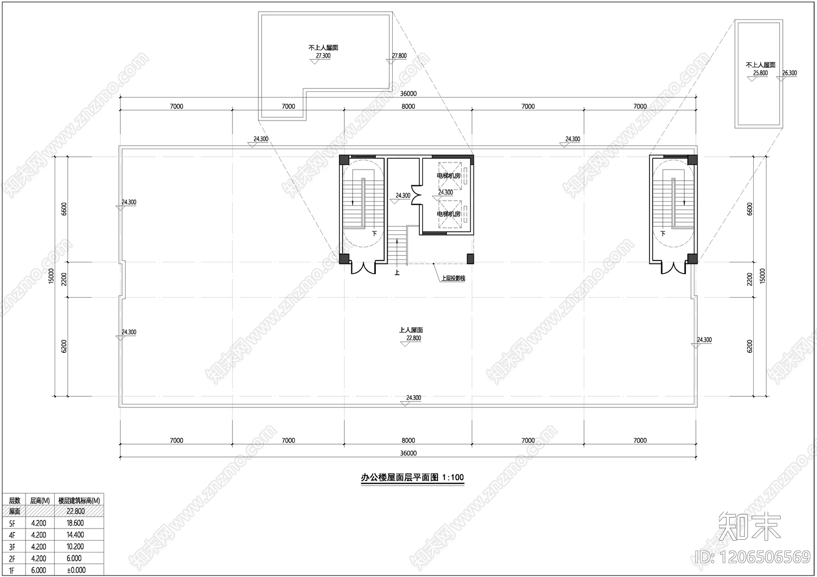 现代办公楼建筑cad施工图下载【ID:1206506569】