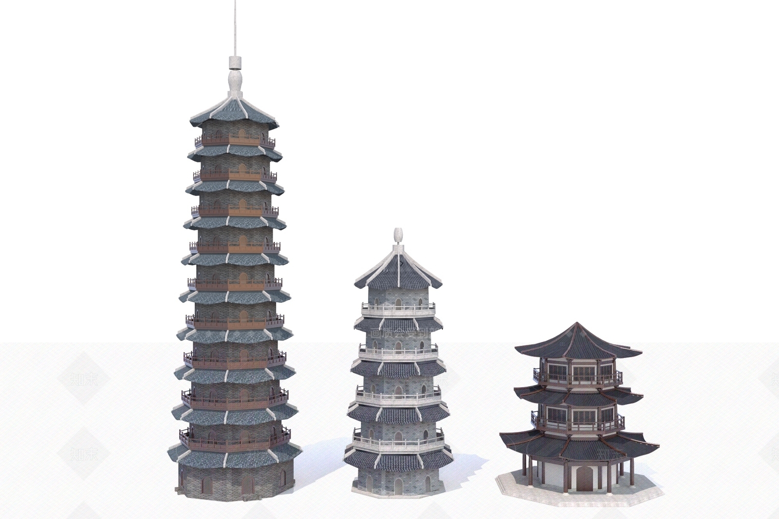 现代古建3D模型下载【ID:1206509321】