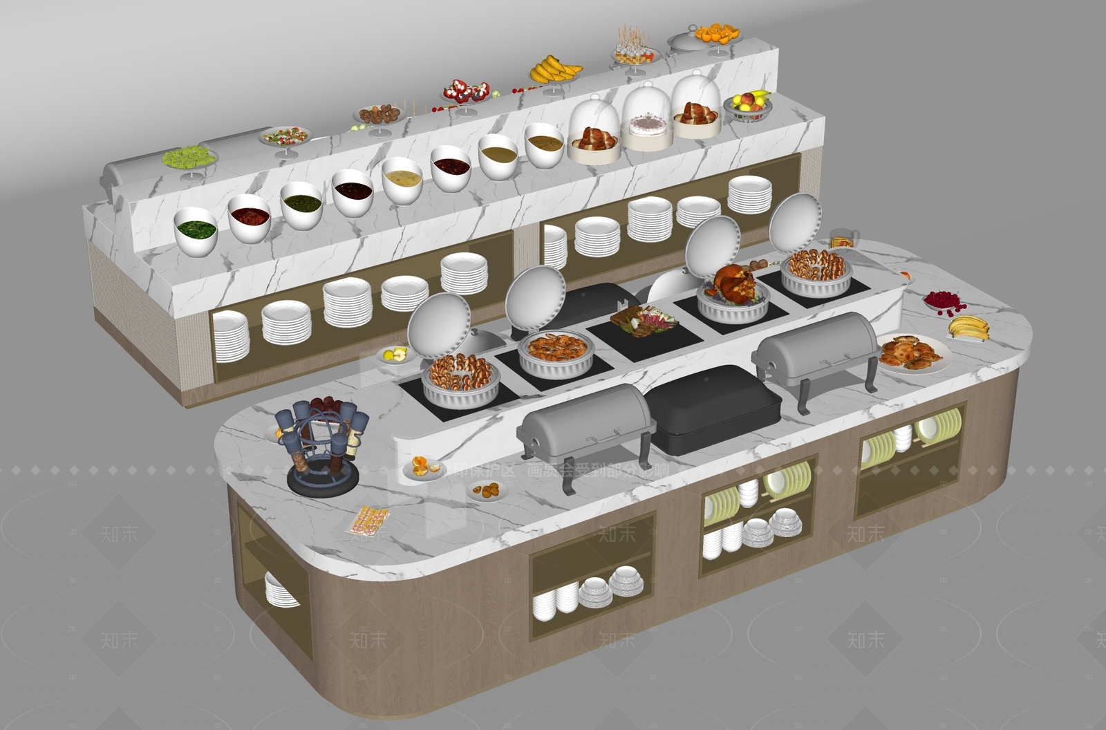 现代自助餐厅SU模型下载【ID:1206509608】