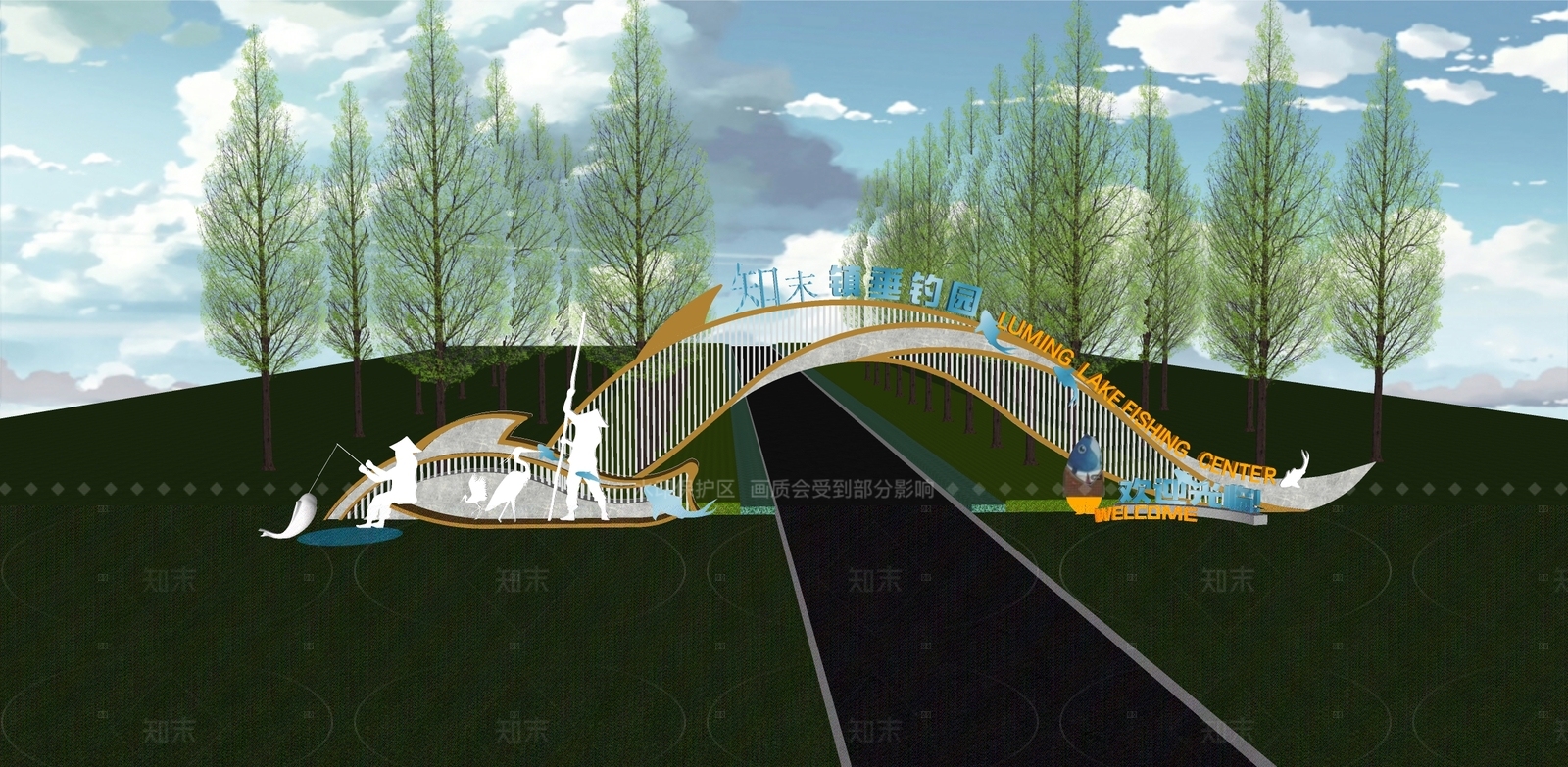 现代中式景观公园SU模型下载【ID:1206514040】