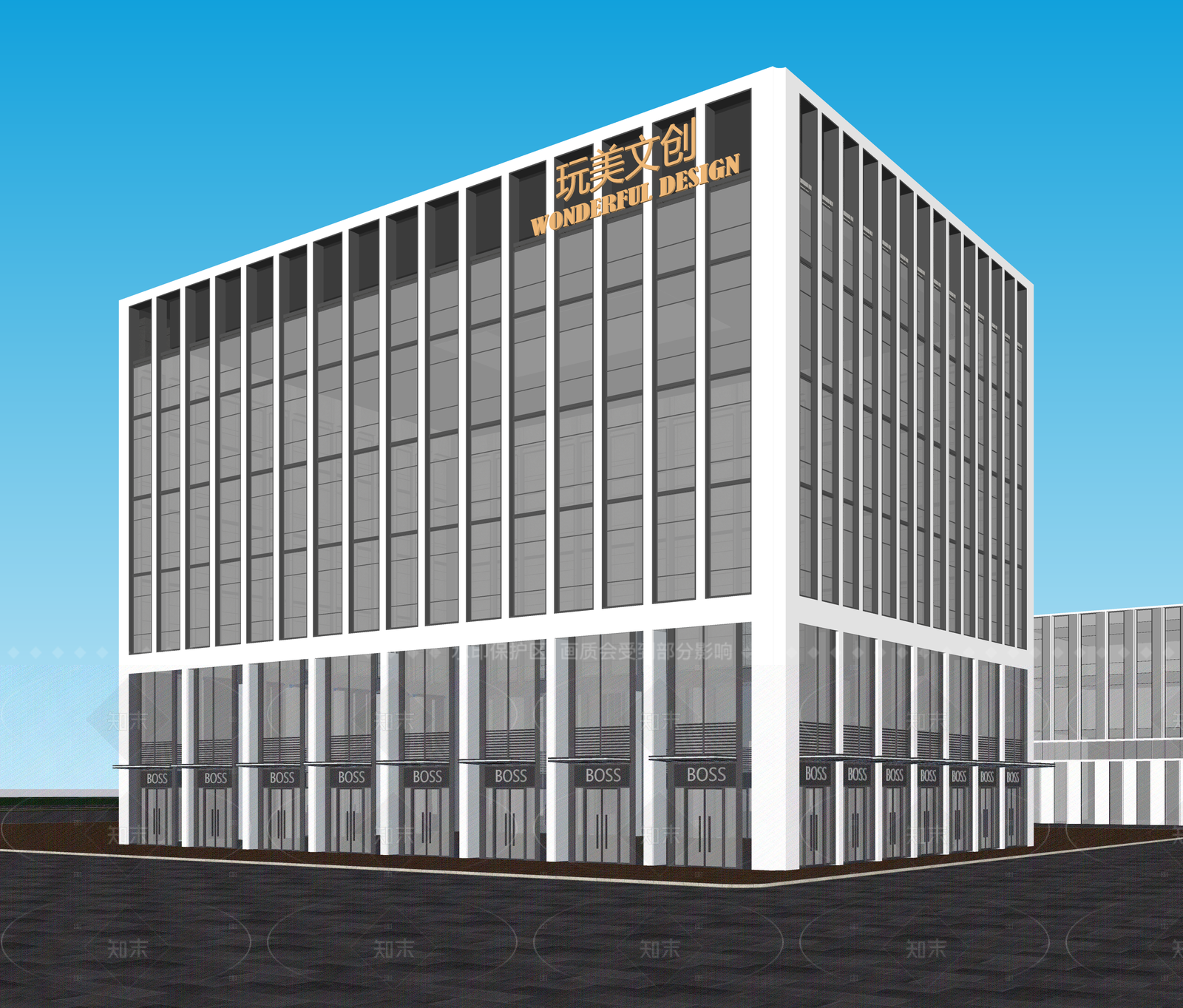 现代酒店建筑SU模型下载【ID:1206517424】