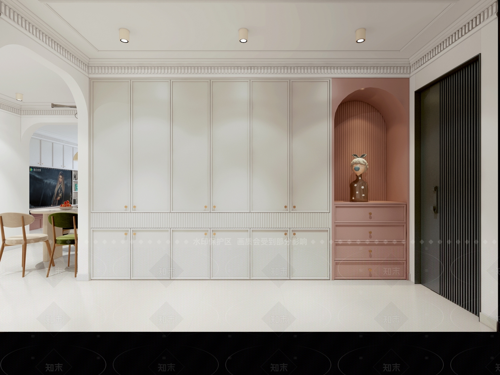法式奶油玄关3D模型下载【ID:1206519460】