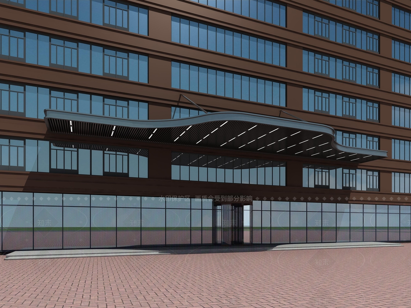 现代售楼处外观3D模型下载【ID:1206519559】