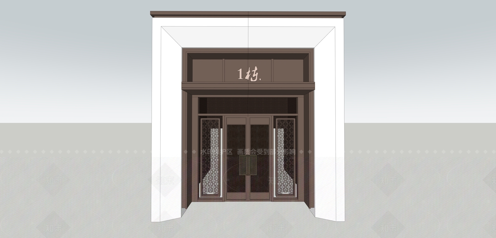 现代新中式大门SU模型下载【ID:1206520398】