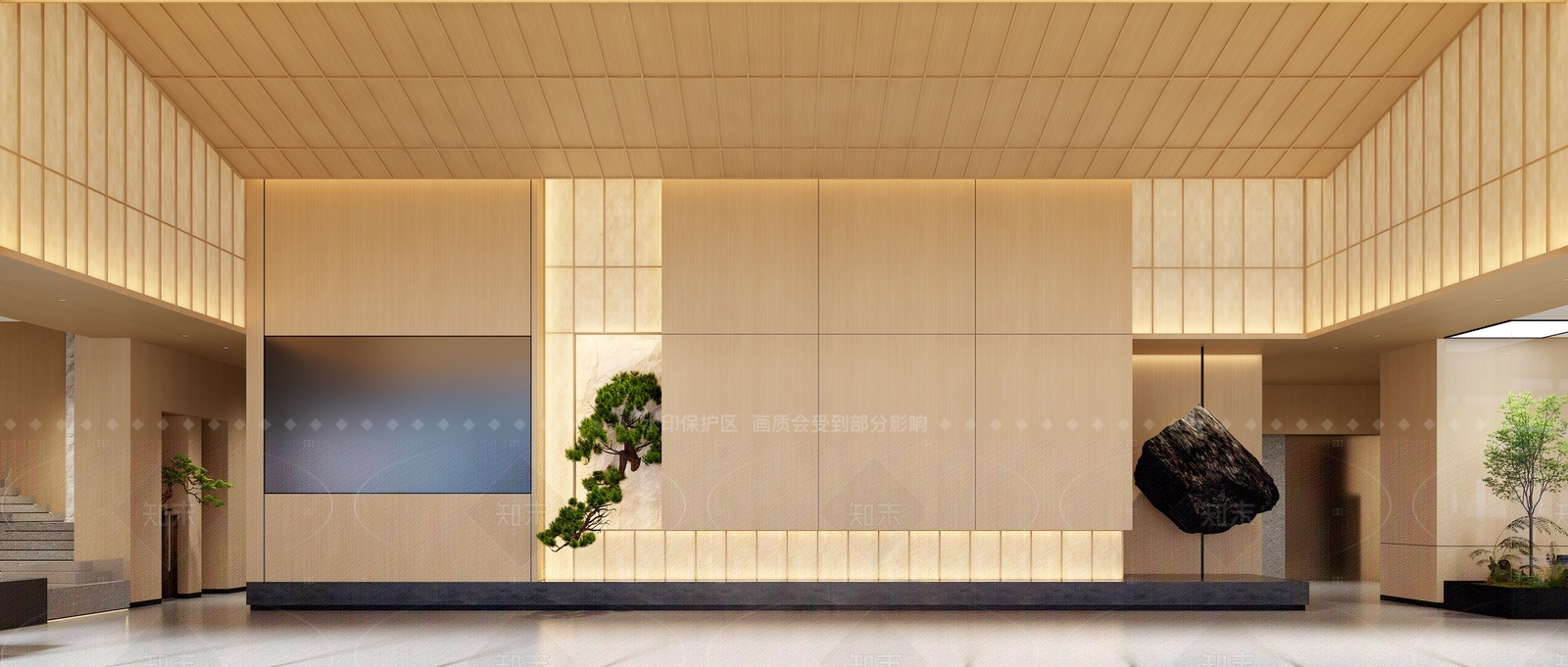 新中式原木办公大厅3D模型下载【ID:1206520647】