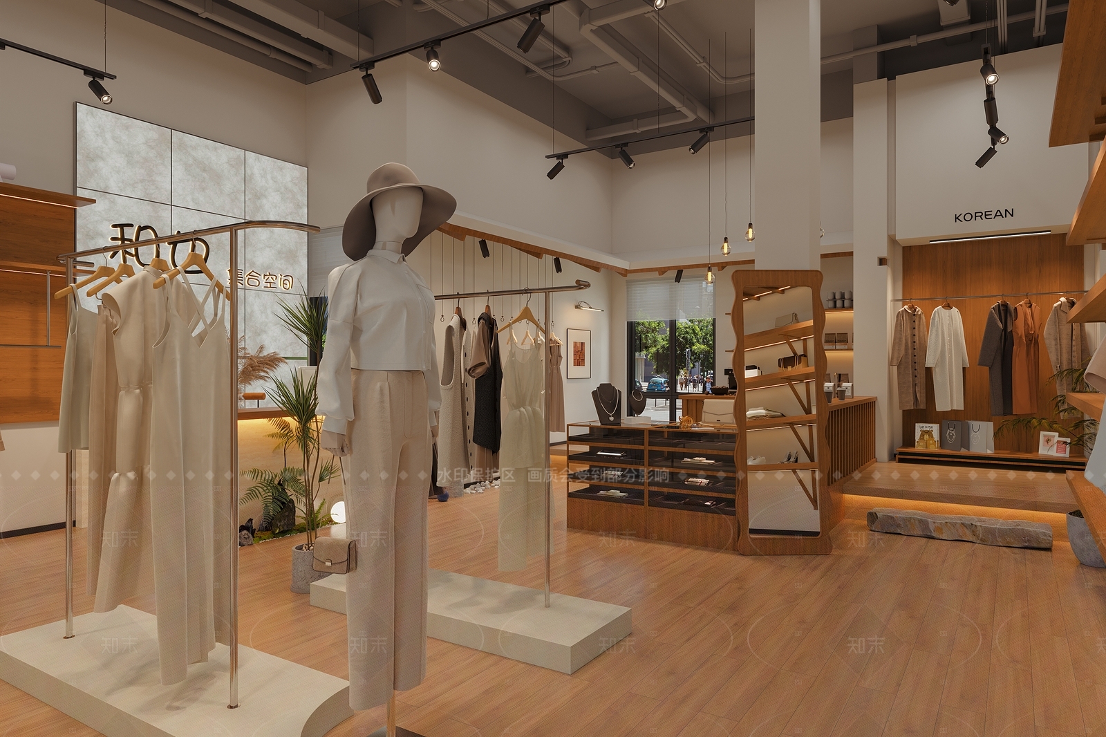 奶油侘寂服装店3D模型下载【ID:1206521291】