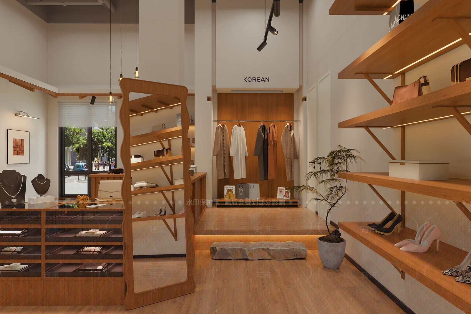 奶油侘寂服装店3D模型下载【ID:1206521291】