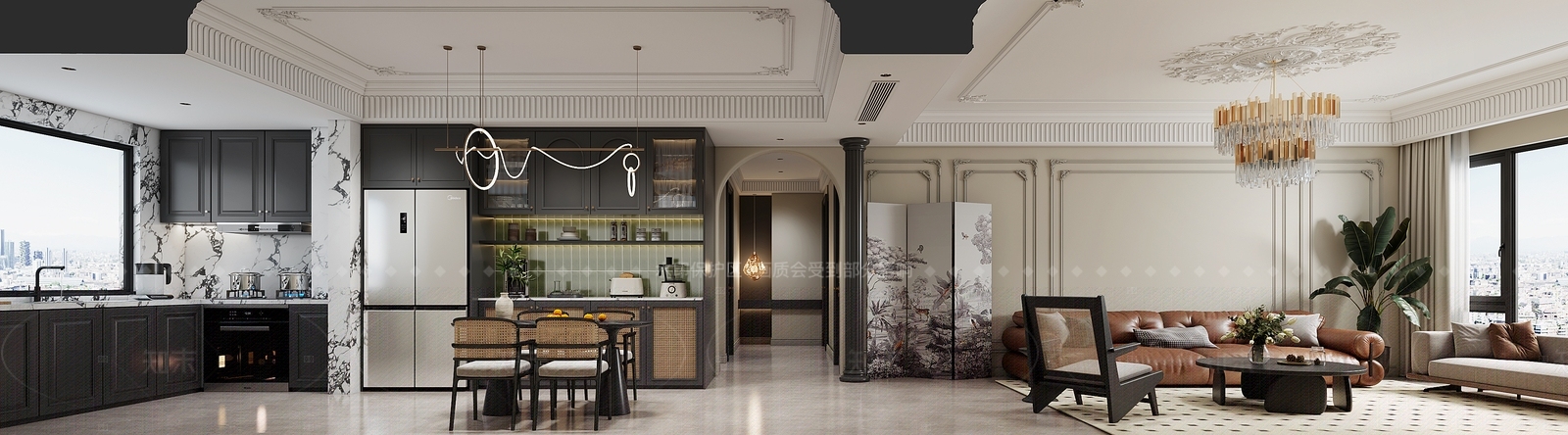 法式复古家居客厅3D模型下载【ID:1206521688】