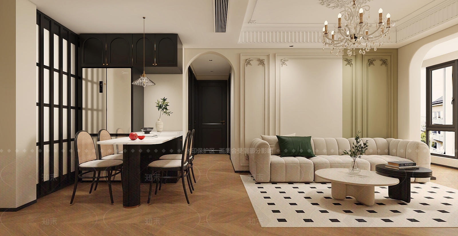 法式美式家居客厅3D模型下载【ID:1206523133】