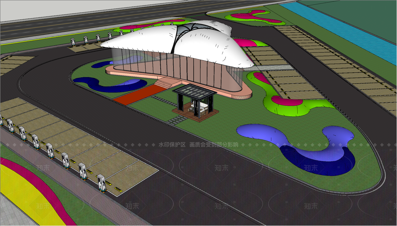 现代商场建筑SU模型下载【ID:1206523125】