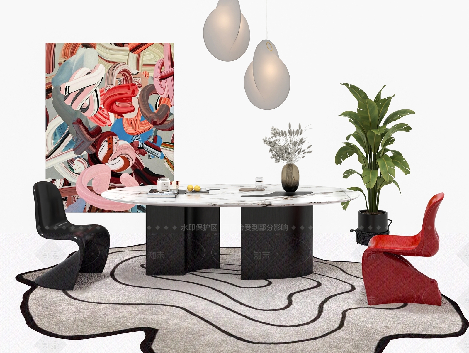 现代极简餐桌3D模型下载【ID:1206524162】