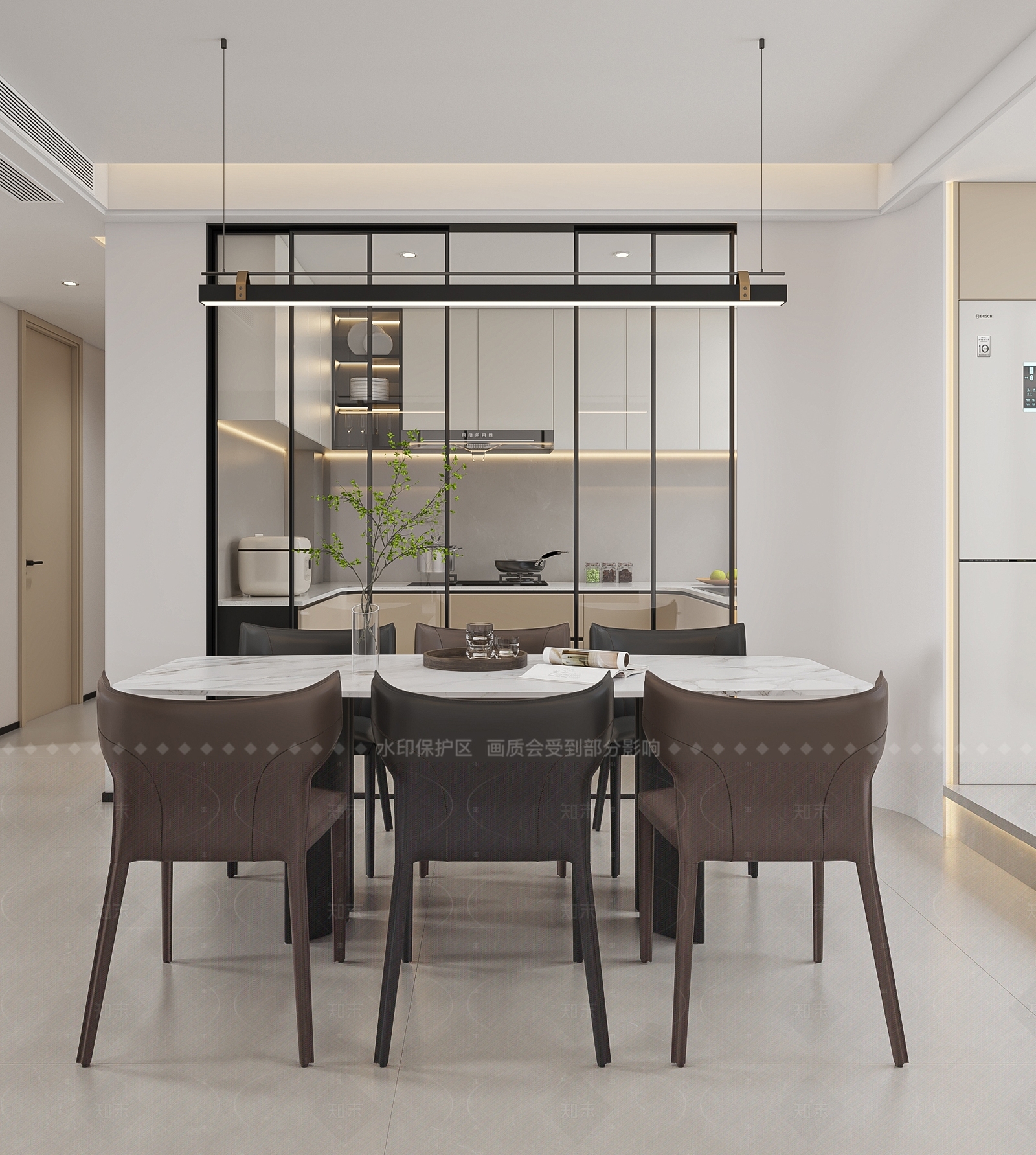 现代极简家居餐厅3D模型下载【ID:1206524321】