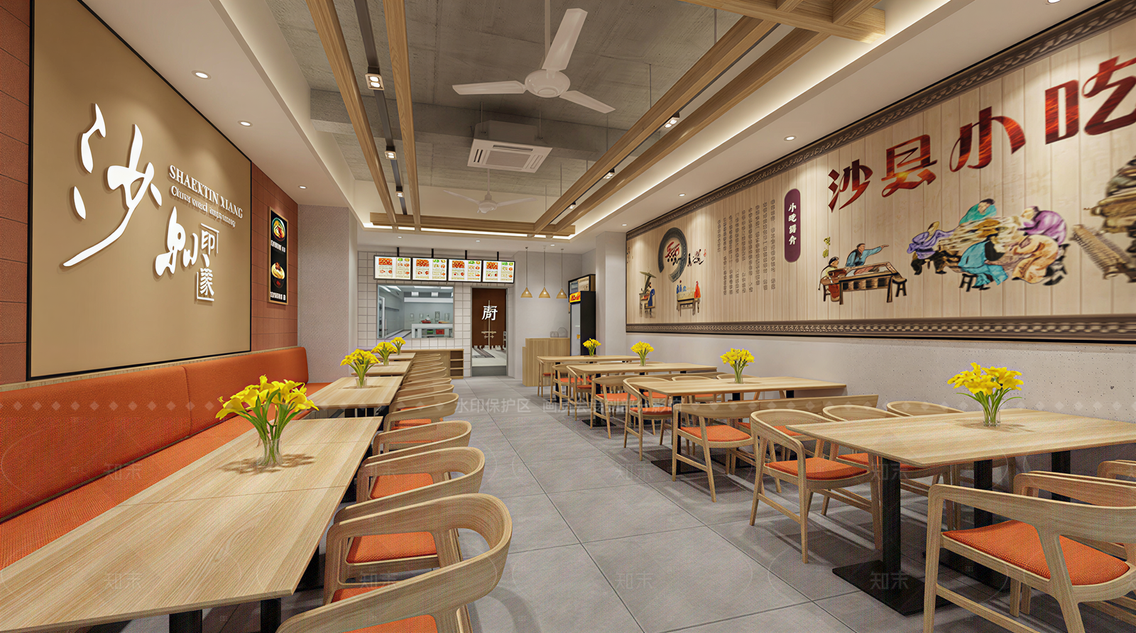 现代中式快餐店SU模型下载【ID:1206525238】