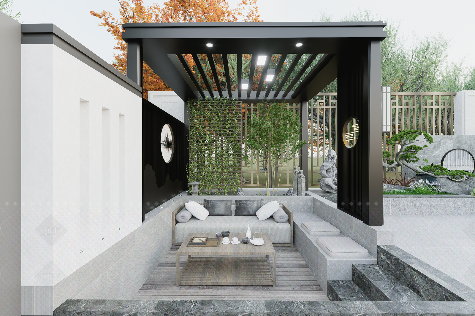 现代新中式亭子SU模型下载【ID:1206526464】