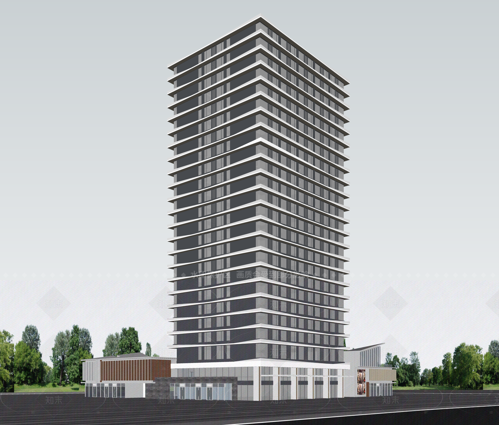 现代酒店建筑SU模型下载【ID:1206528342】