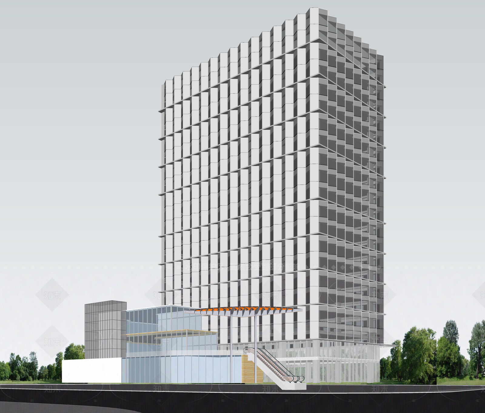 现代酒店建筑SU模型下载【ID:1206528620】