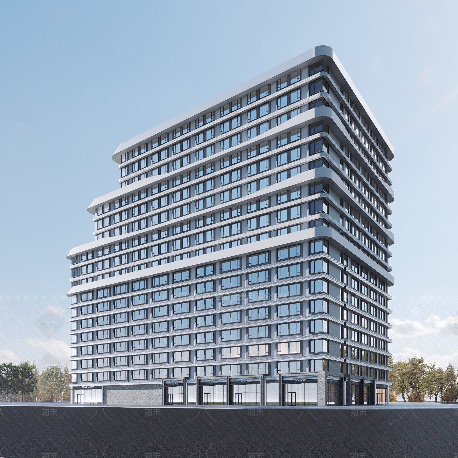 现代酒店建筑SU模型下载【ID:1206528844】