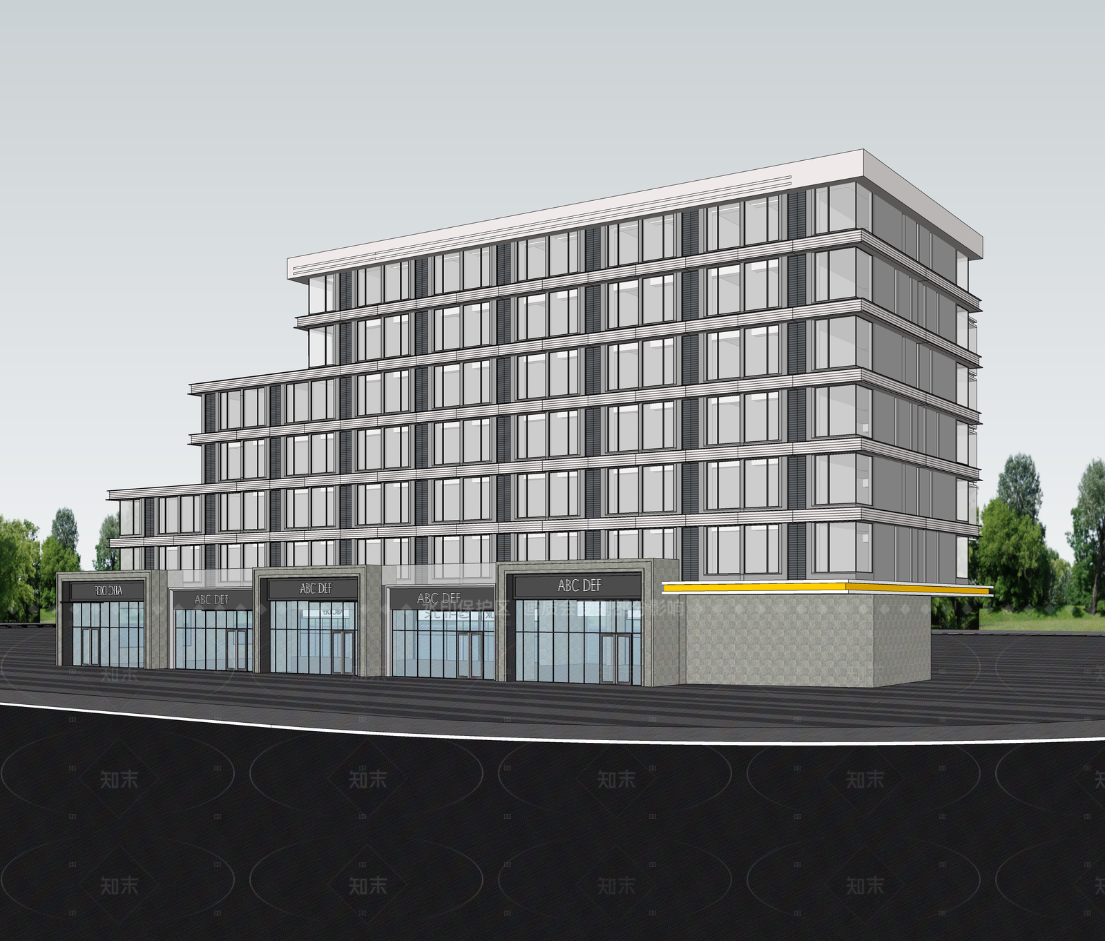 现代酒店建筑SU模型下载【ID:1206529601】
