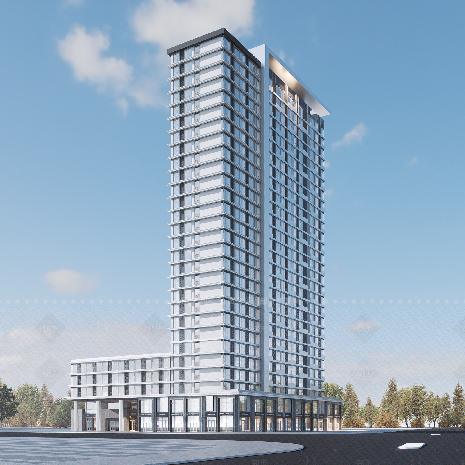 现代酒店建筑SU模型下载【ID:1206529812】