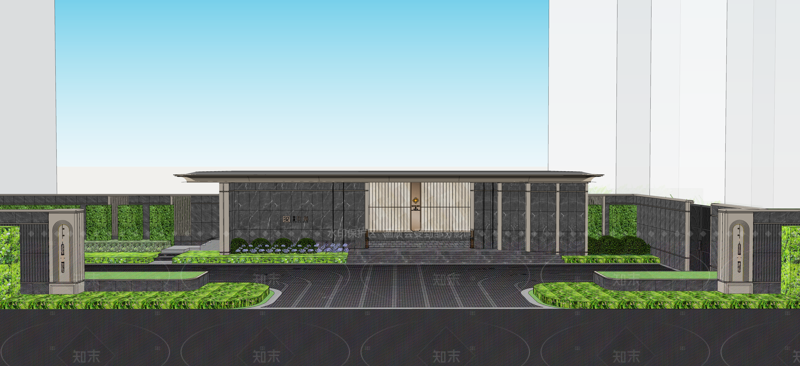 轻奢复古入口大门SU模型下载【ID:1206531207】