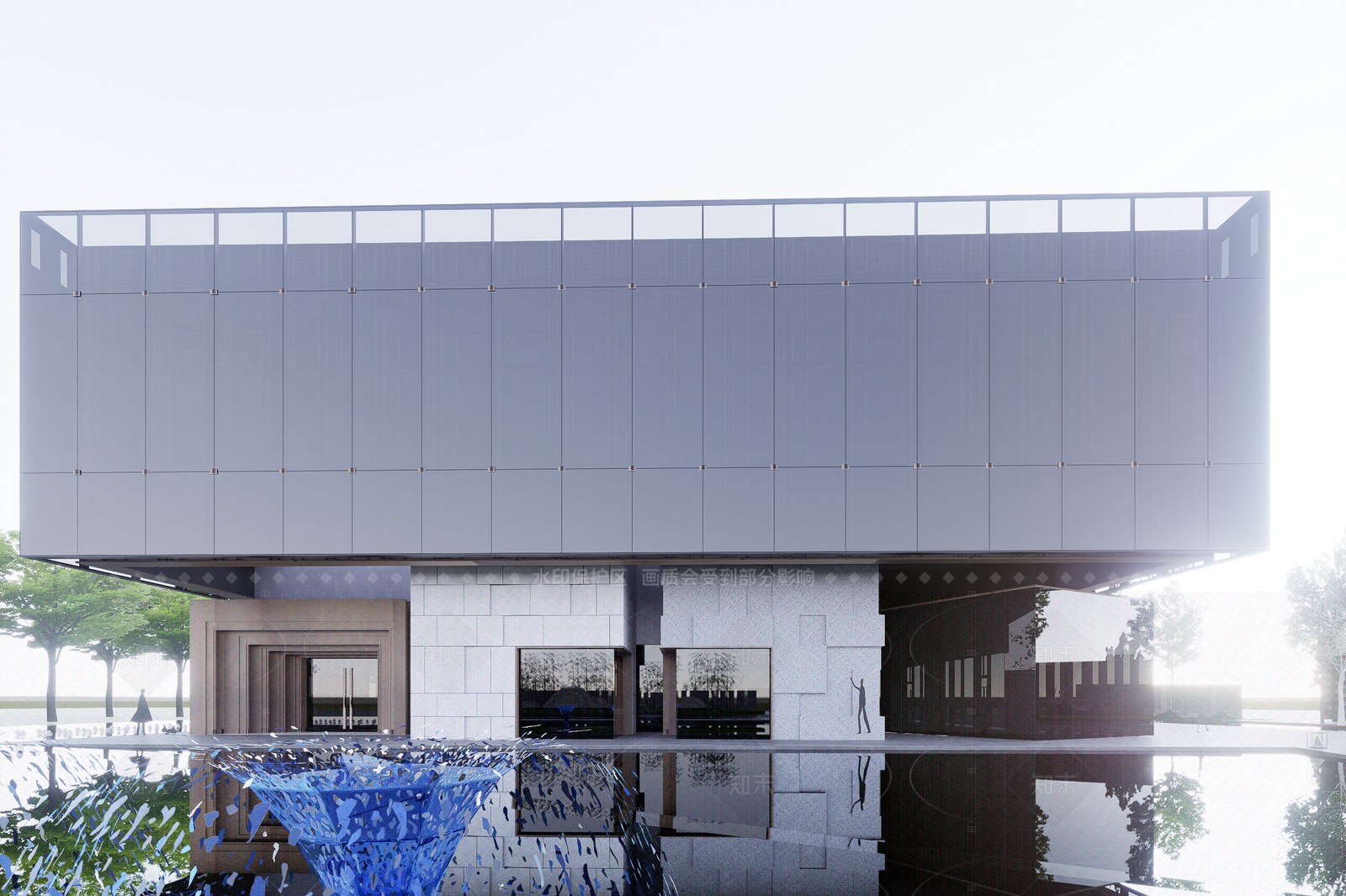 现代售楼处建筑SU模型下载【ID:1206533689】