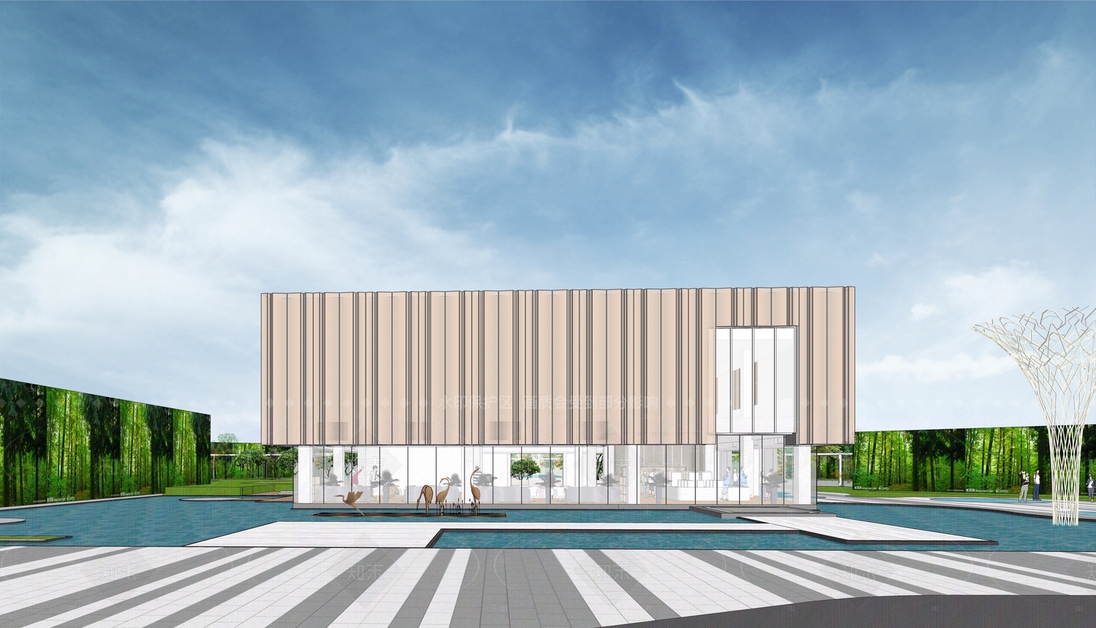 现代售楼处建筑SU模型下载【ID:1206535452】