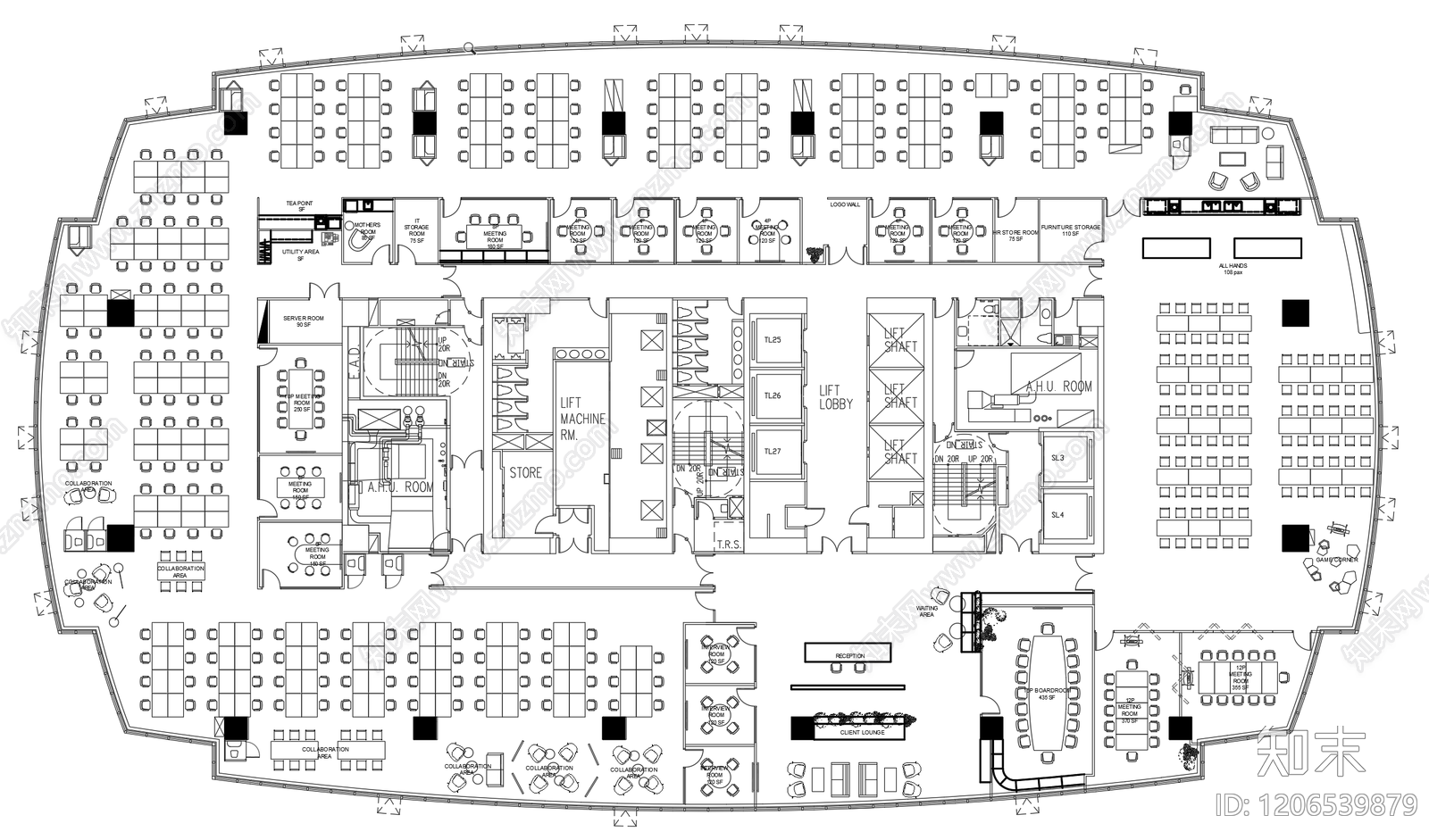 现代整体办公空间cad施工图下载【ID:1206539879】