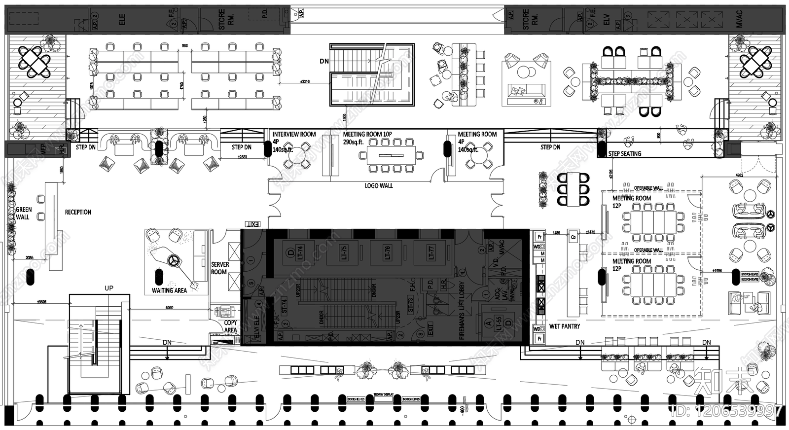 现代整体办公空间cad施工图下载【ID:1206539997】