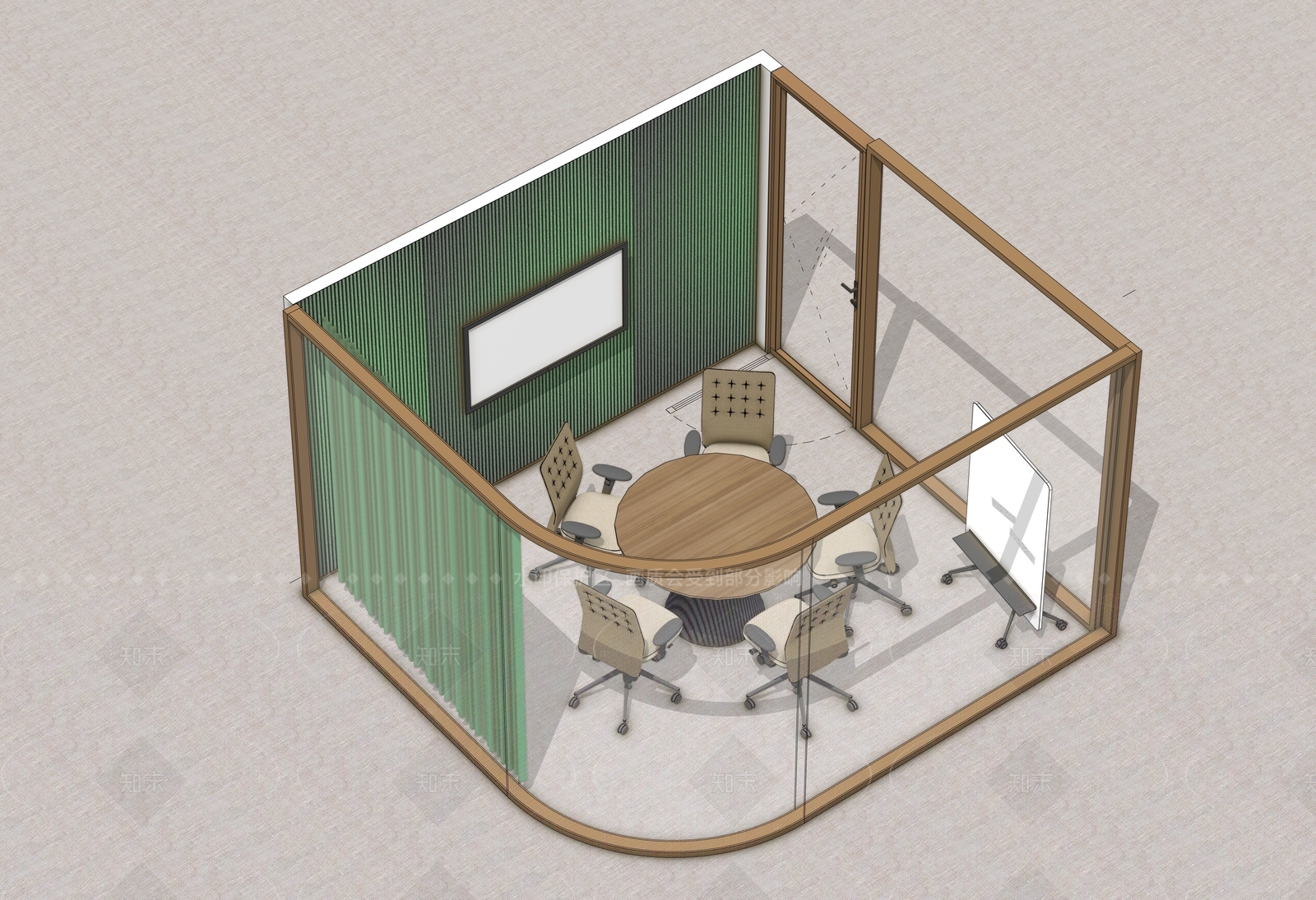 现代极简会议室SU模型下载【ID:1206540468】