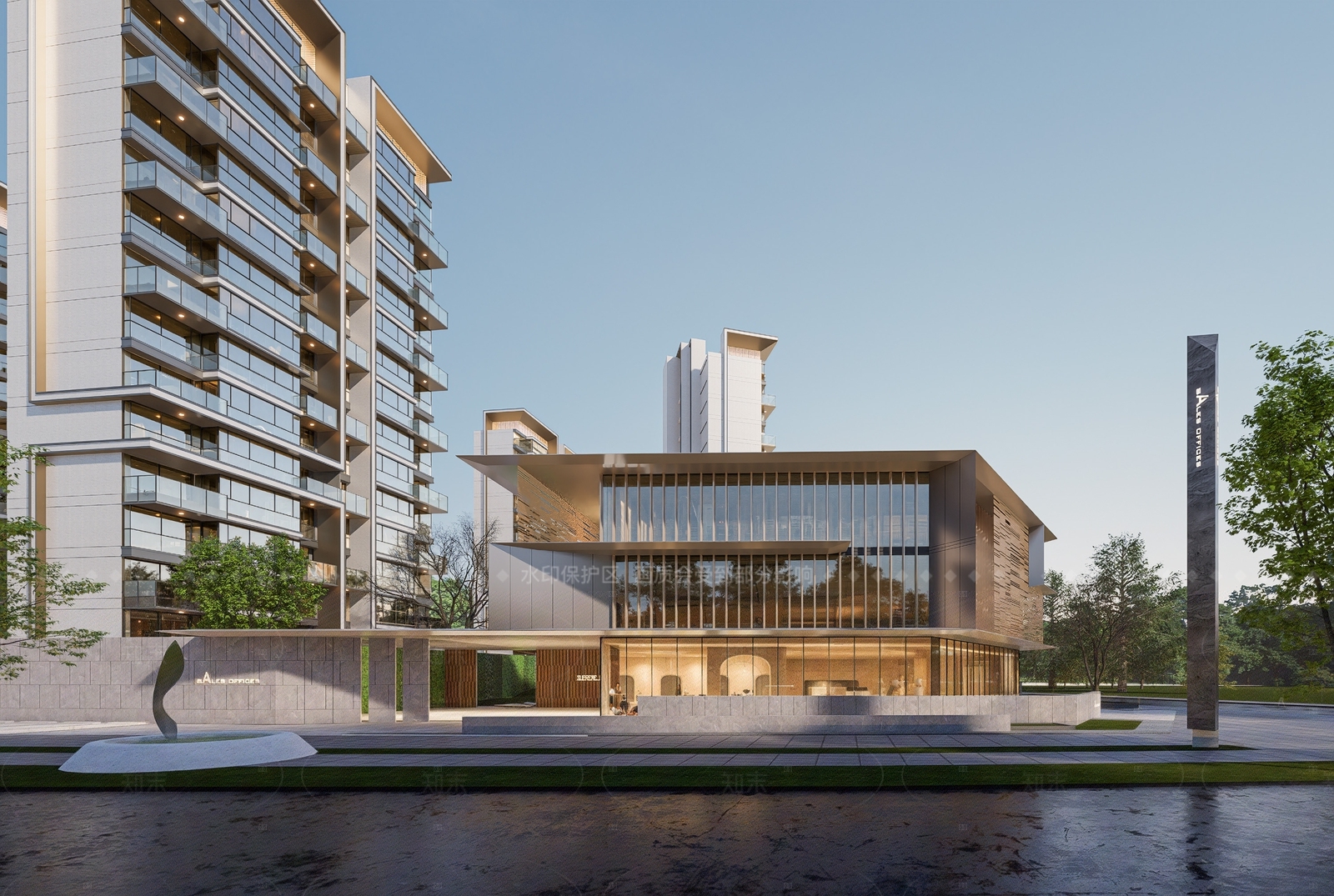 现代简约售楼处建筑SU模型下载【ID:1206542765】