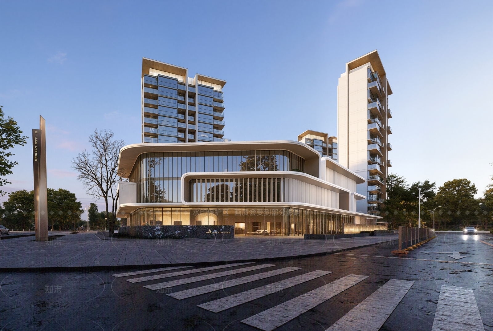 现代售楼处建筑SU模型精品下载_SketchUp模型_知末网