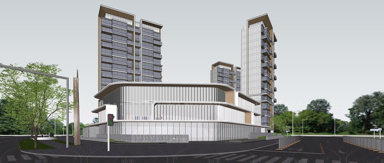 现代简约售楼处建筑SU模型下载【ID:1206542890】
