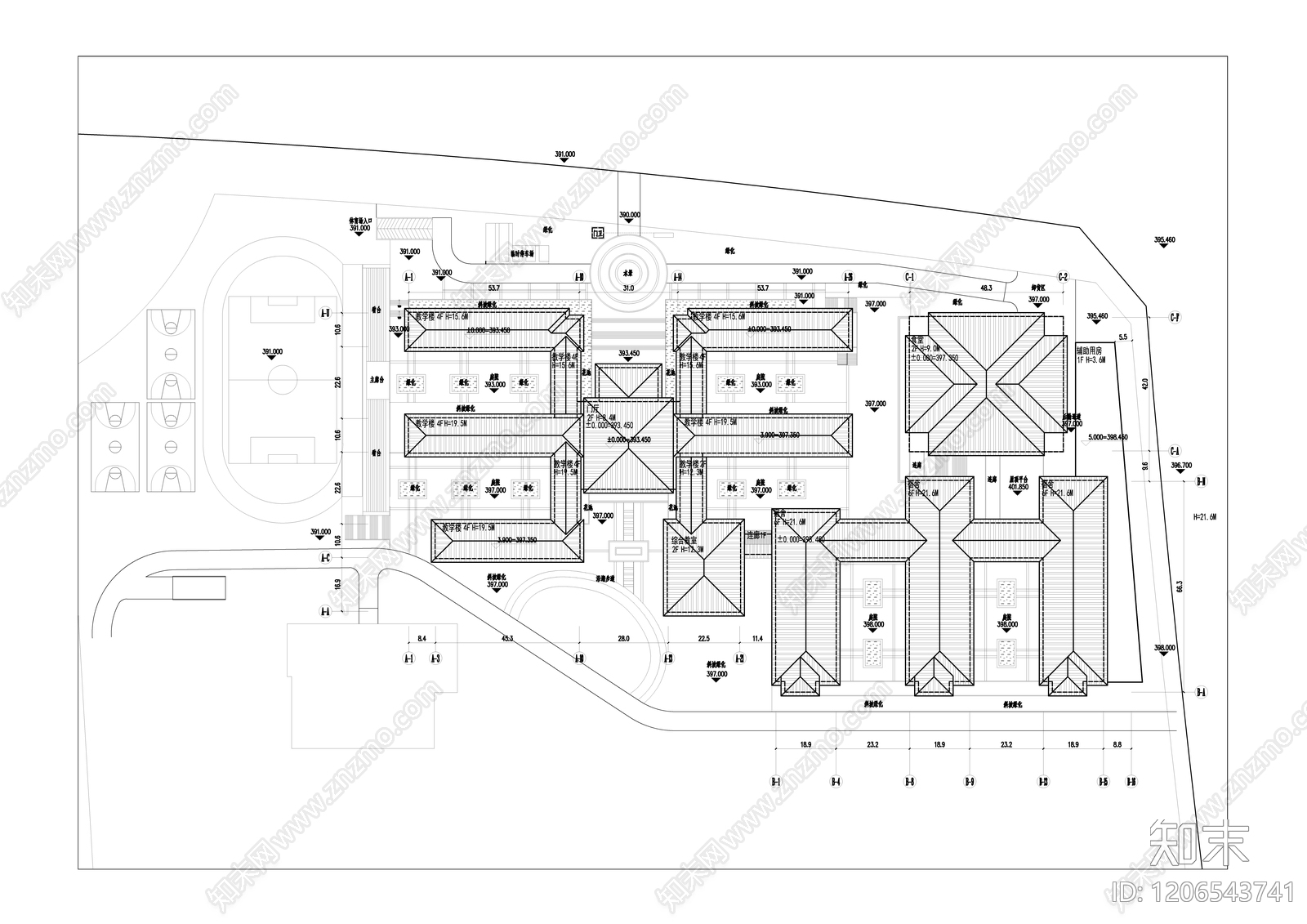 现代新中式学校建筑施工图下载【ID:1206543741】