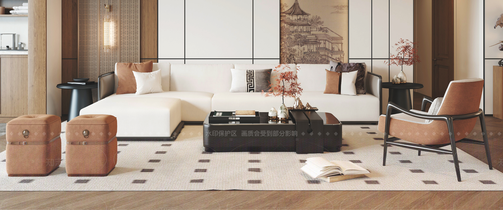 新中式沙发组合3D模型下载【ID:1206544107】