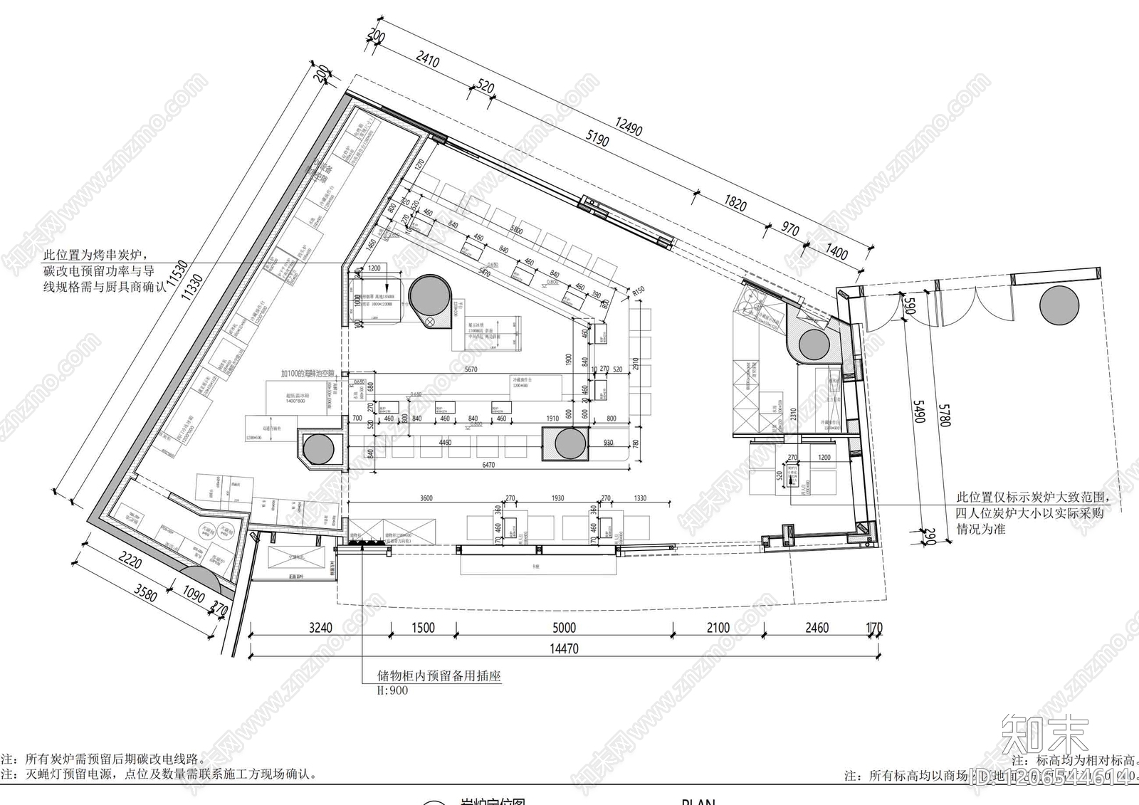 日式烧烤店cad施工图下载【ID:1206544614】