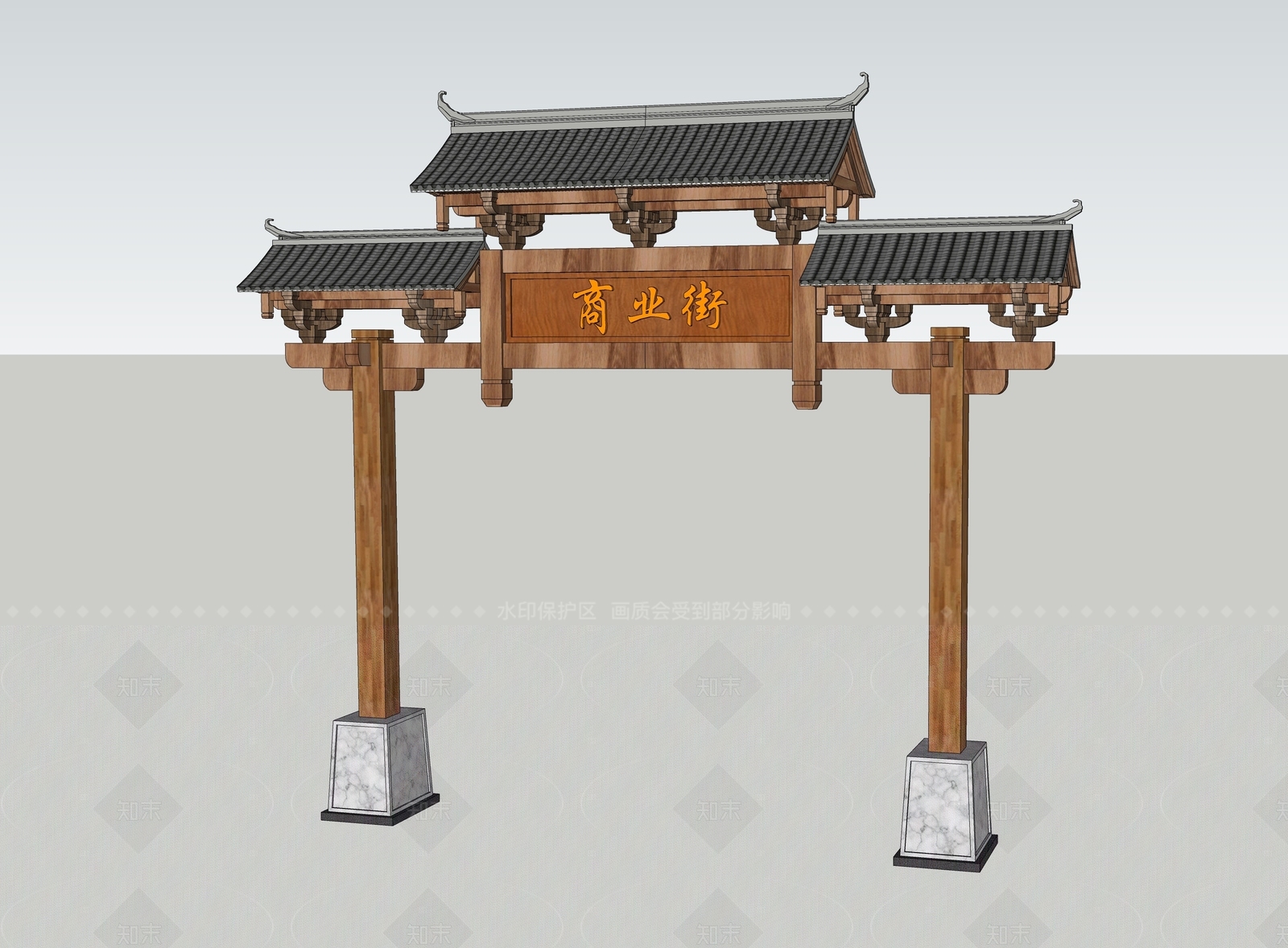 中式新中式牌坊牌楼SU模型下载【ID:1206548488】