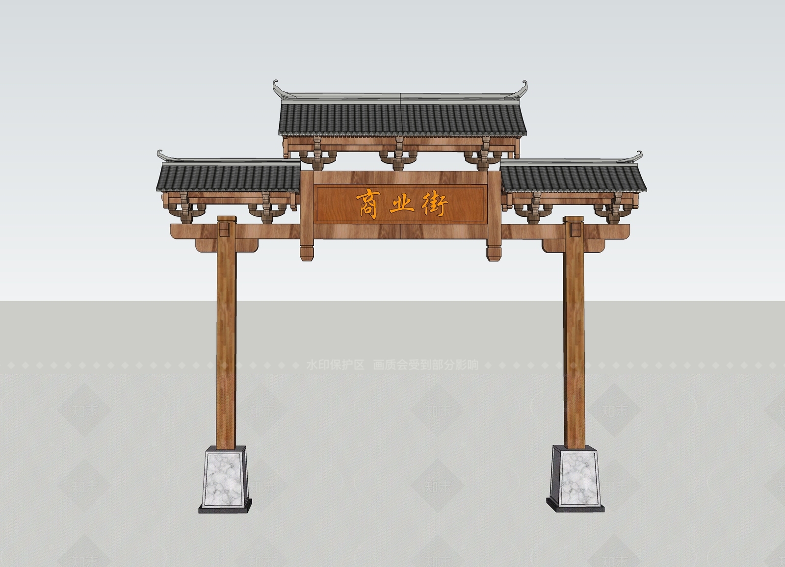 中式牌坊牌楼SU模型草图