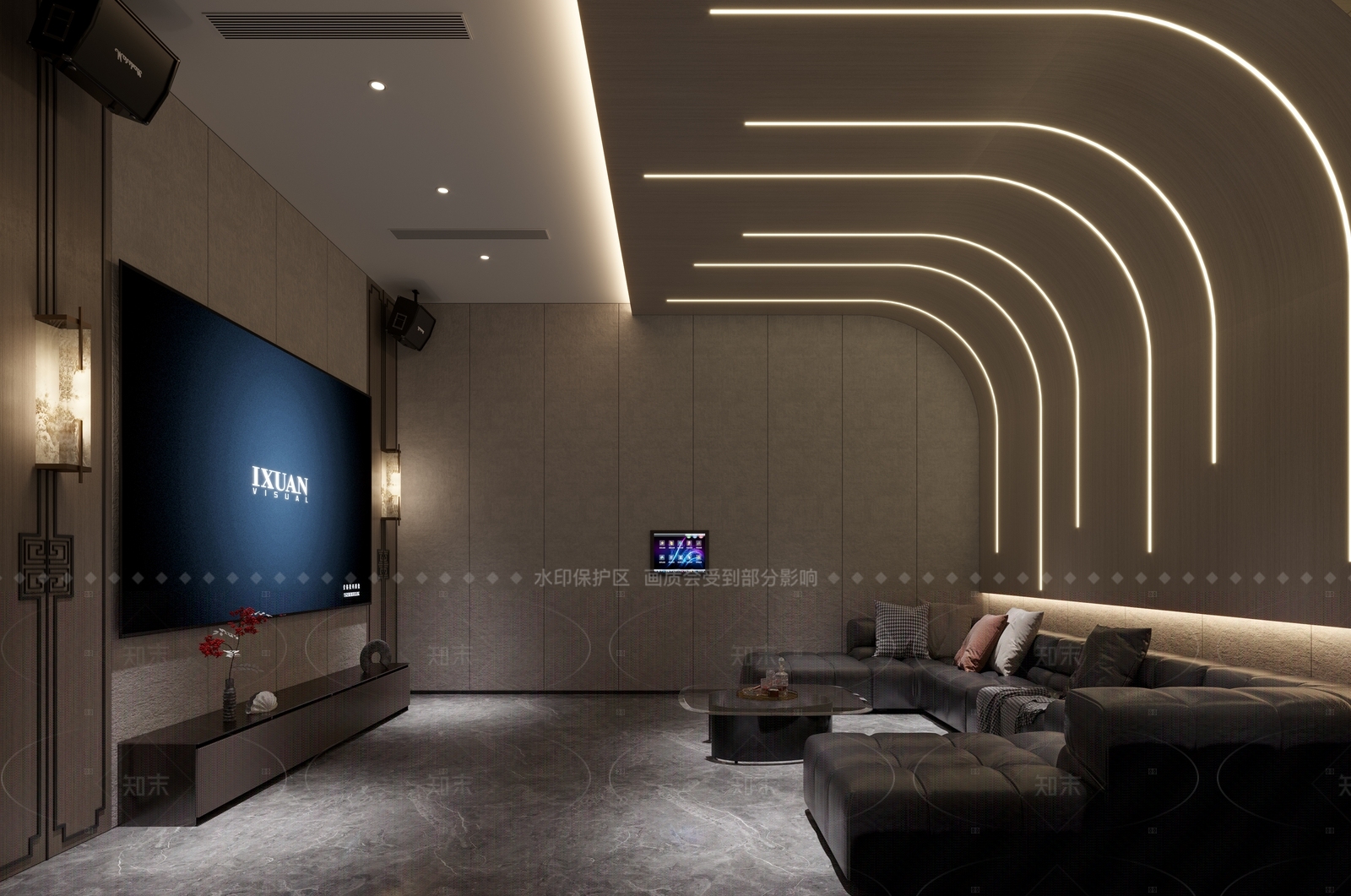 现代新中式影音室3D模型下载【ID:1206550817】