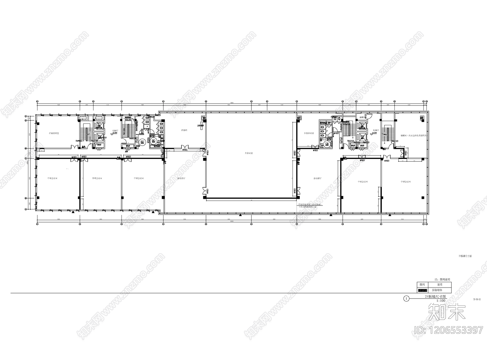 现代开放办公室cad施工图下载【ID:1206553397】