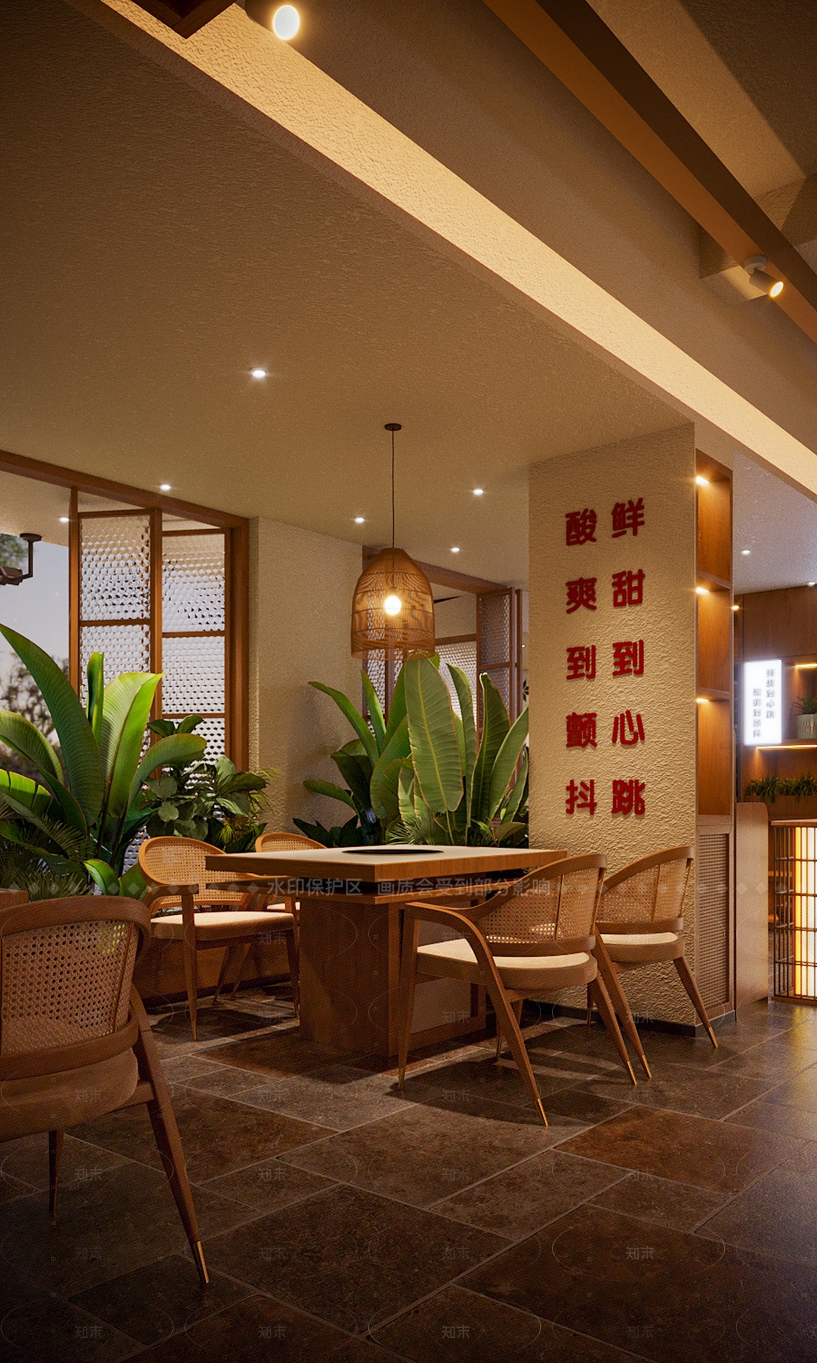 新中式原木火锅店3D模型下载【ID:1206555020】