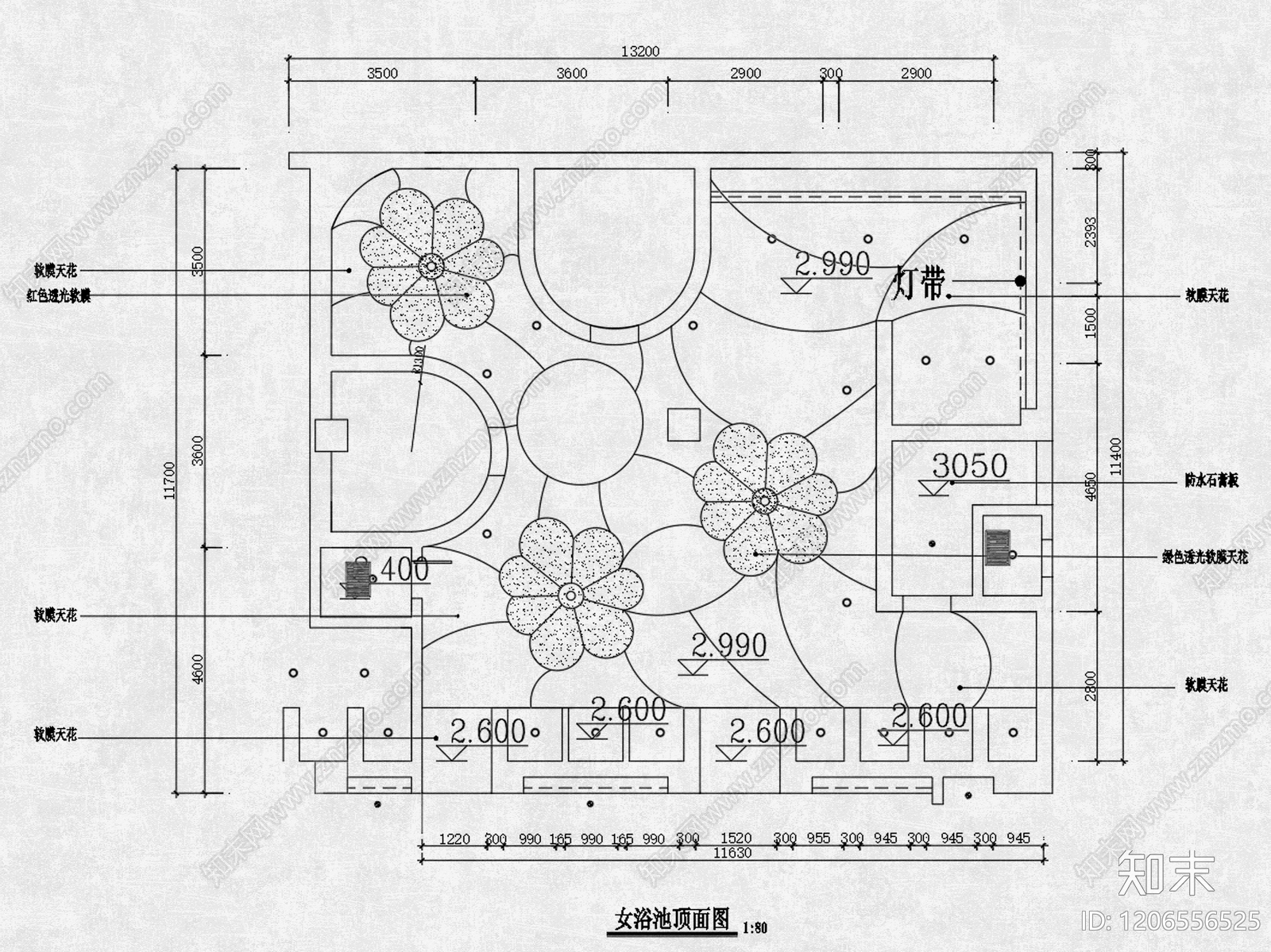 现代洗浴中心cad施工图下载【ID:1206556525】